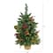 2ft. Pre-Lit Pine Artificial Potted Christmas Tree with Pinecone & Berries, Clear LED Lights